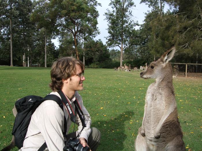 Pete and a kangaroo